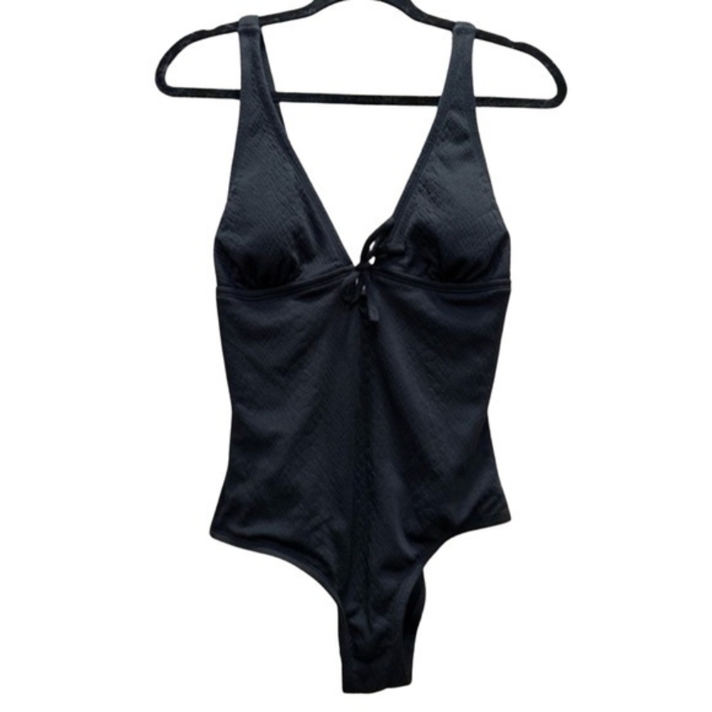 Kona Sol One Piece Black Swimsuit Sz Small Snake Jacquard Medium Coverage